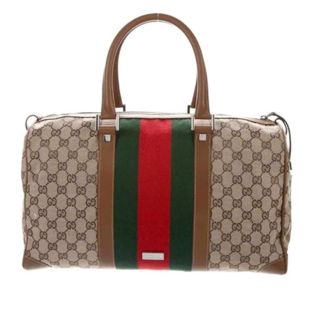 GUCCI x Ltd Ed. Vintage Boston Bag / GG Monogram Canvas Gucci Web! EUC Numbered